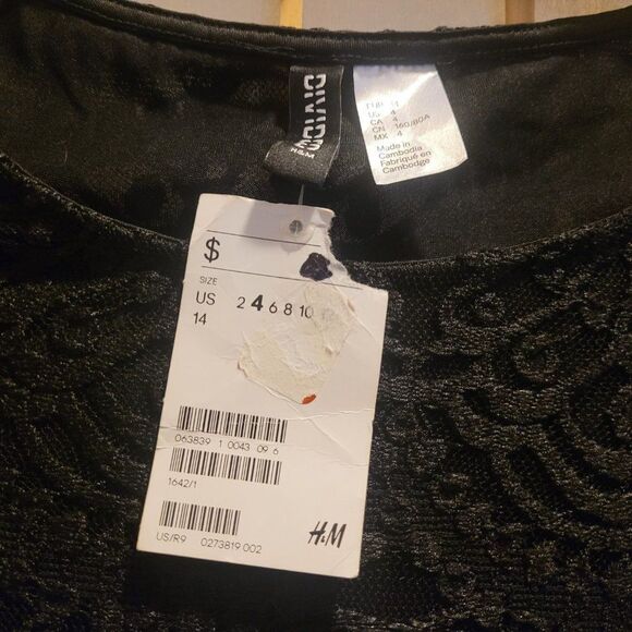 H&M Divided Womens Black Floral Lace Lined Dress Sz 4 NWT - Picture 6 of 9